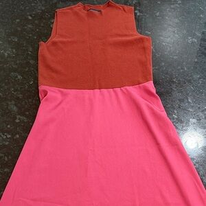 Ann Taylor Sleeveless Midi Dress - Red and Pink